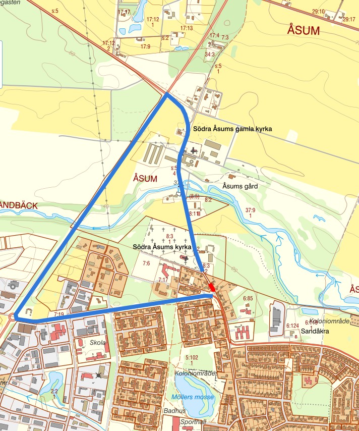 Karta över omledning av trafiken