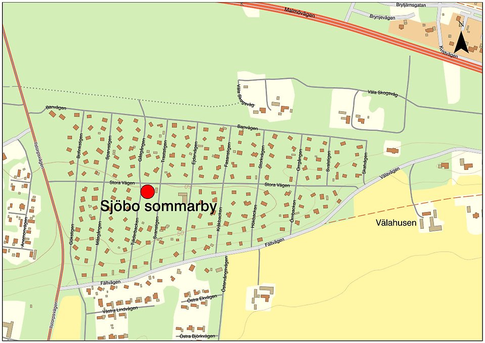 Karta över Sjöbo sommarby